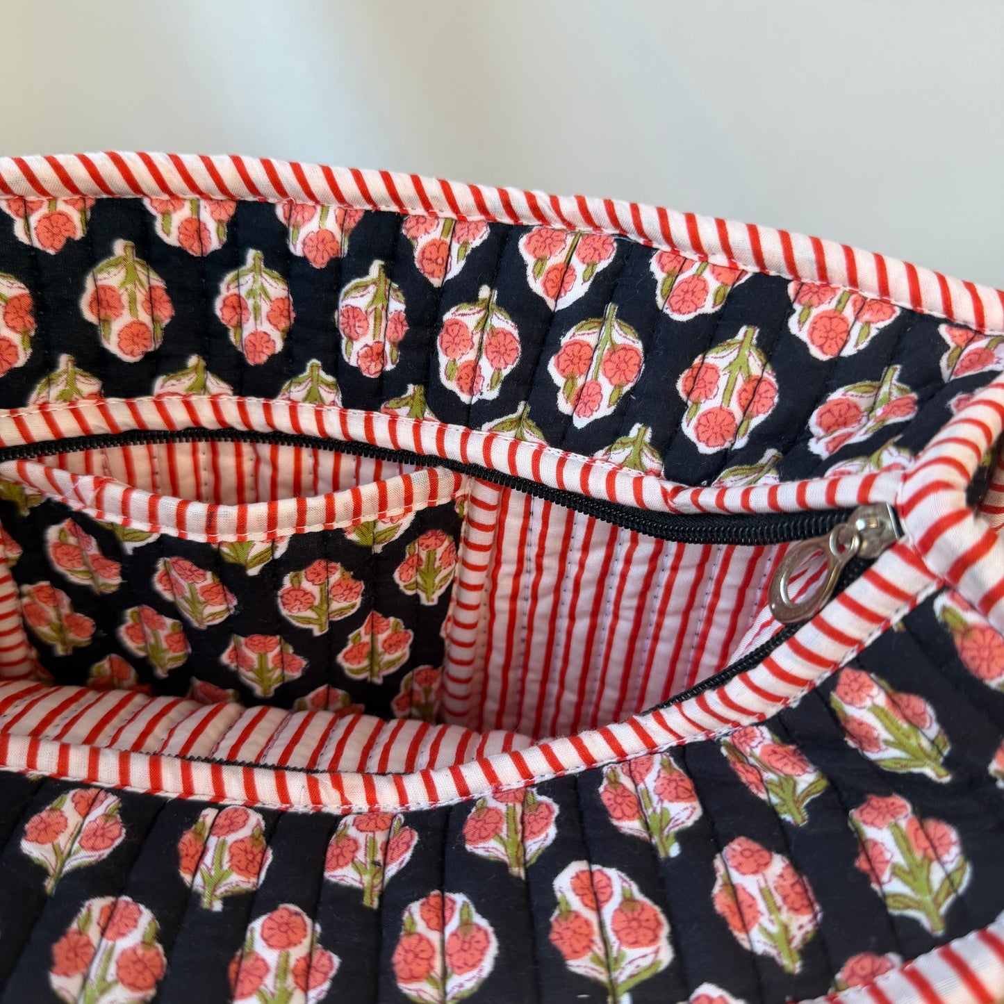 Hand Block Printed Quilted Cotton Mini Tote - Saanjh