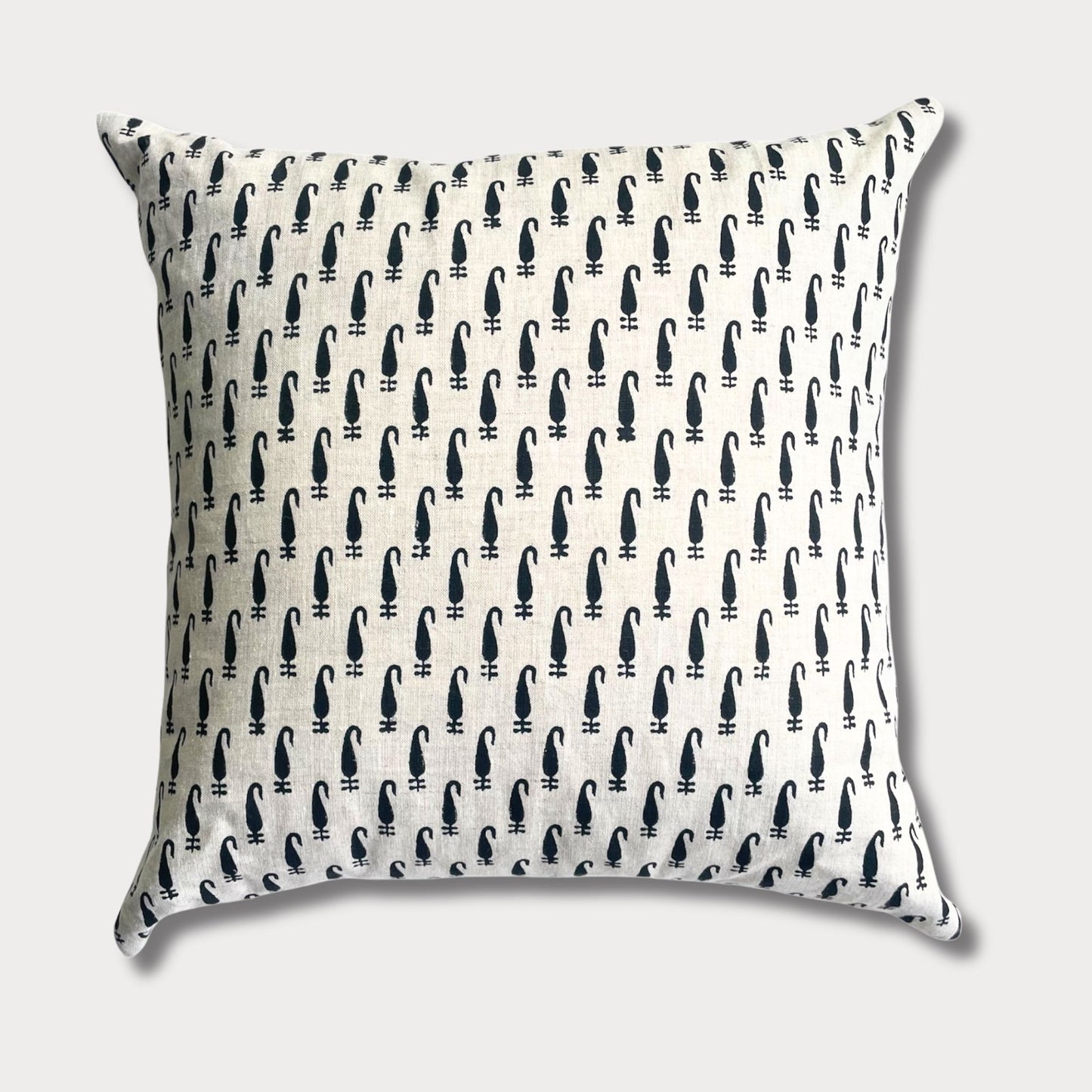 Amba - Hand Block Printed Linen Pillow Cover (Peat)