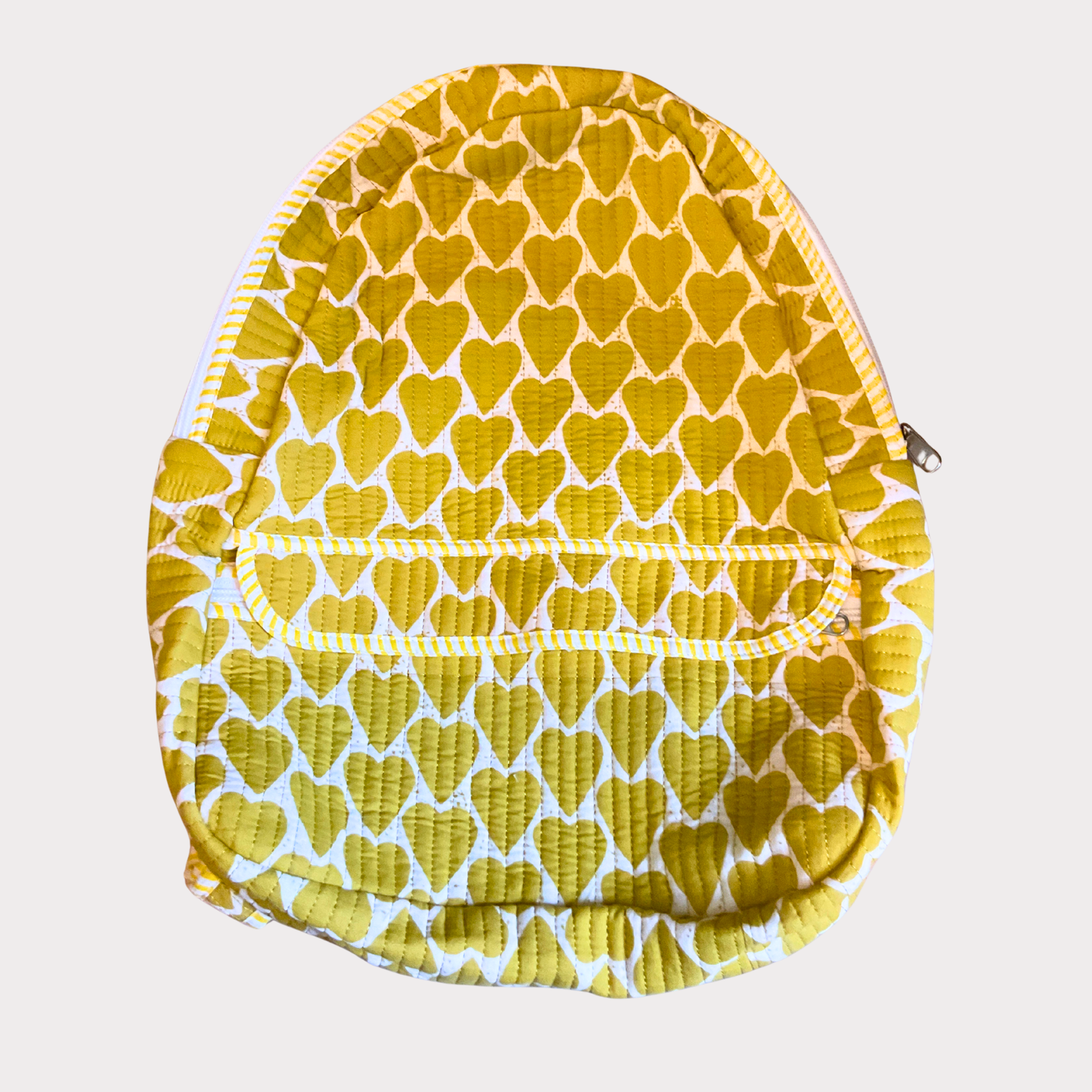 Hand Printed Backpack - Yellow Hearts