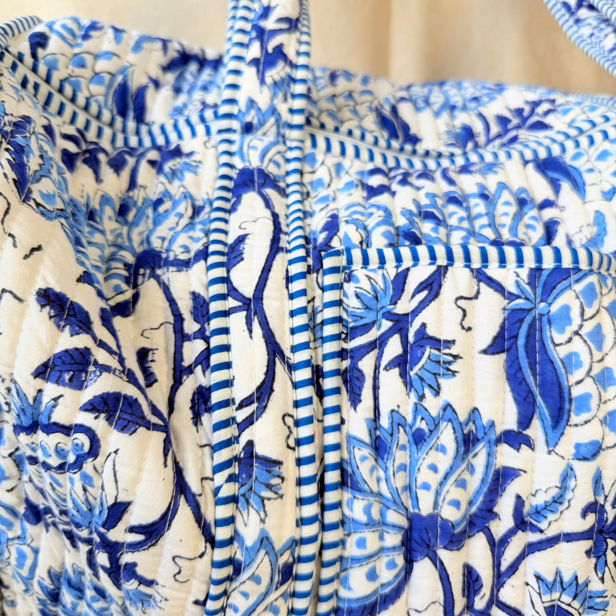 Alternate view of Hand Block Printed Quilted Cotton Duffel Neelam