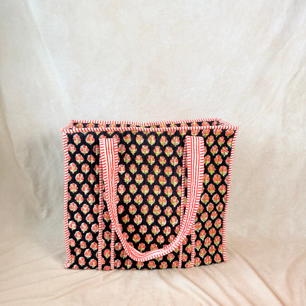 Hand Block Printed Quilted Cotton Tote - Saanjh