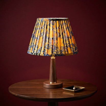 Hand Block Printed Fabric Lampshade - Anaya (Indigo, Yellow)