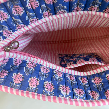 Hand Block Printed Quilted Cotton Mini Tote - Avani