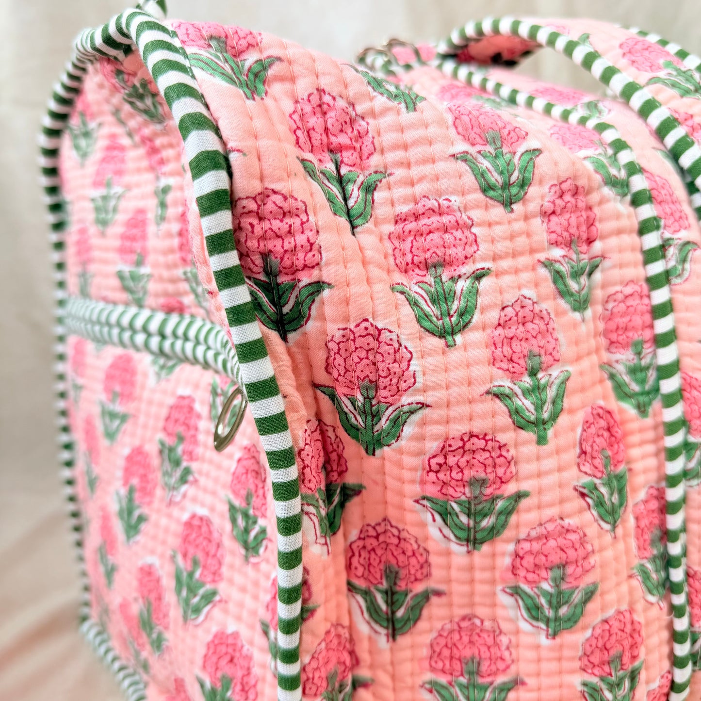 Hand Block Printed Quilted Cotton Duffel - Moha