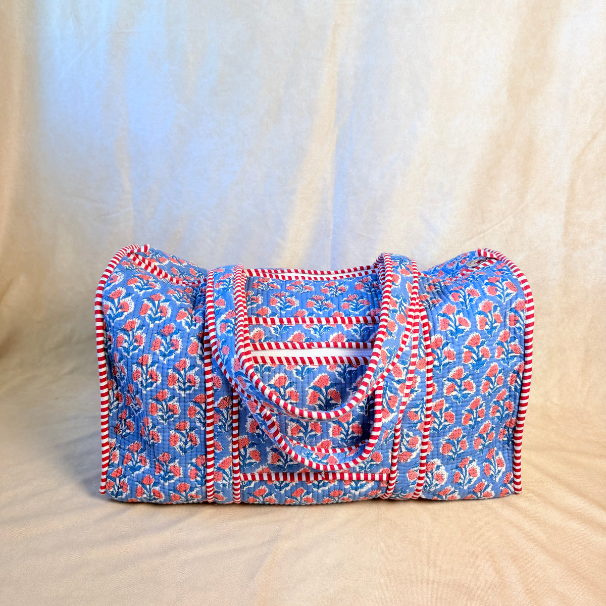 Hand Block Printed Quilted Cotton Duffel - Tanvi
