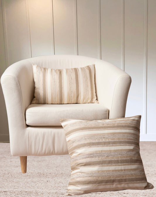 Dhara - Hand-loomed Silk Pillow Cover (Oatmeal)