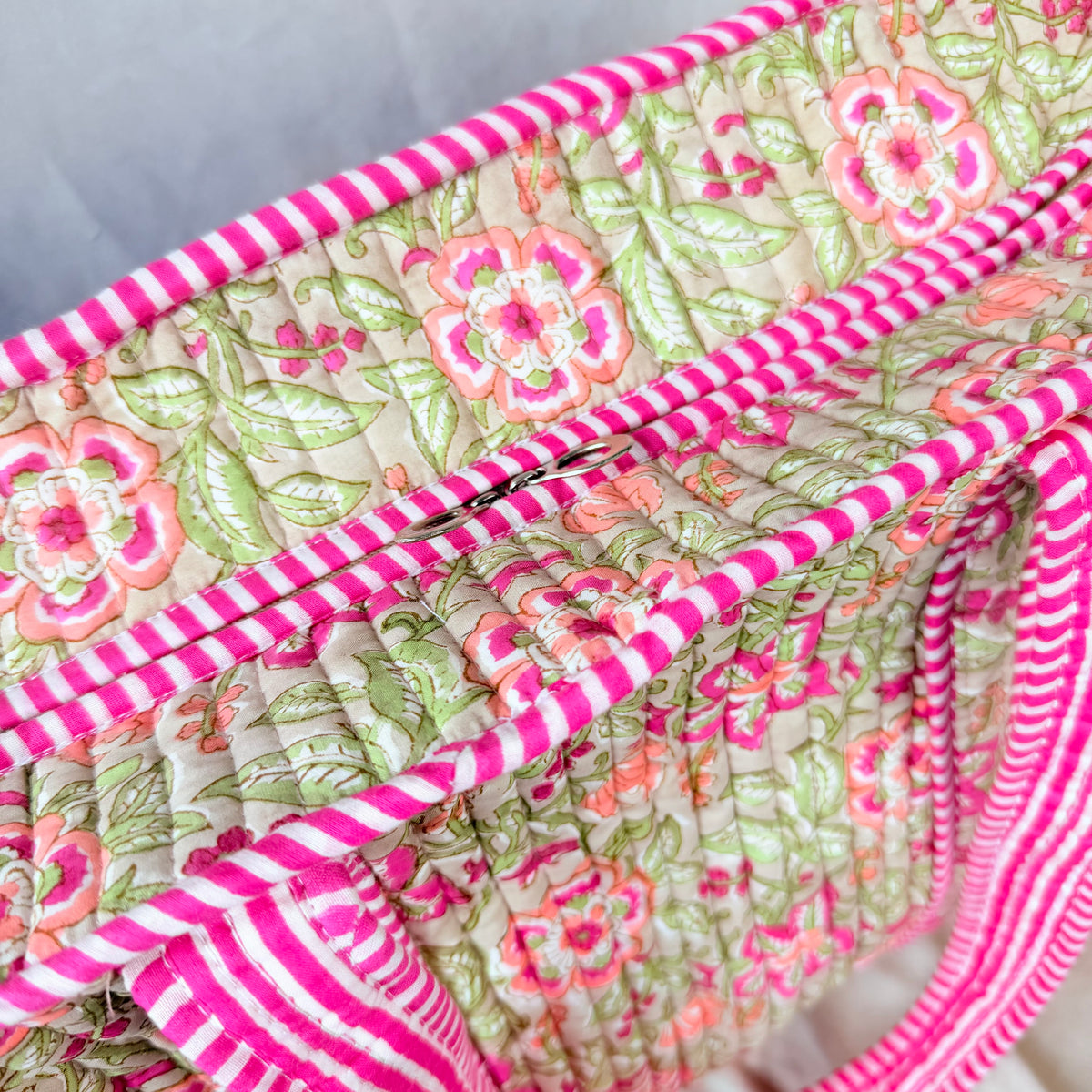 Hand Block Printed Quilted Cotton Tote - Komal