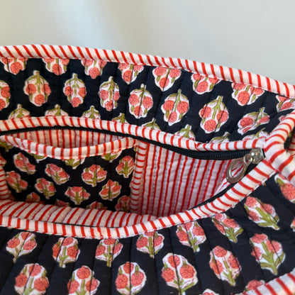 Hand Block Printed Quilted Cotton Mini Tote - Saanjh