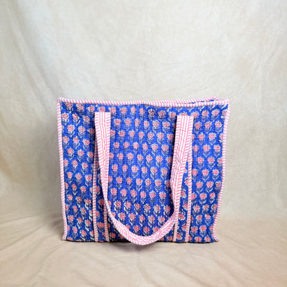 Hand Block Printed Quilted Cotton Tote - Avani