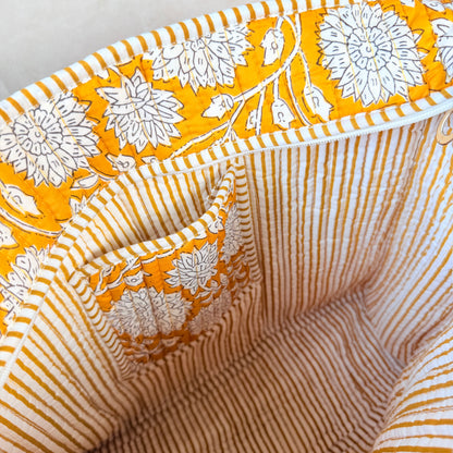 Hand Block Printed Quilted Cotton Tote - Kanak