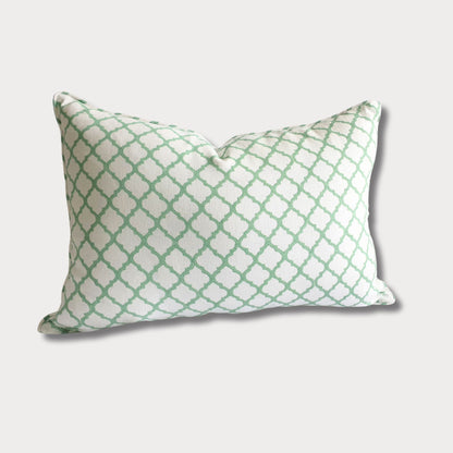 Jaali - Hand Block Printed Linen Pillow Cover (Jade Green)