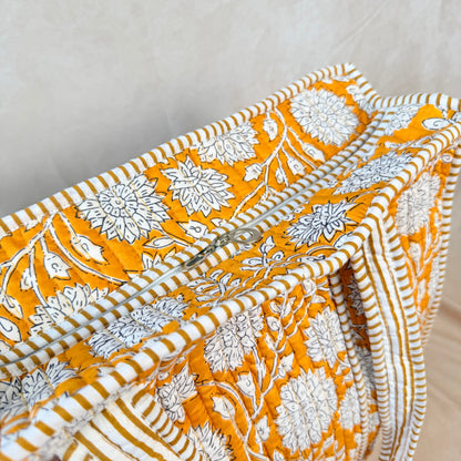Hand Block Printed Quilted Cotton Tote - Kanak
