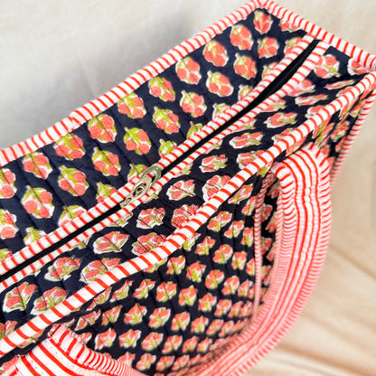 Hand Block Printed Quilted Cotton Tote - Saanjh
