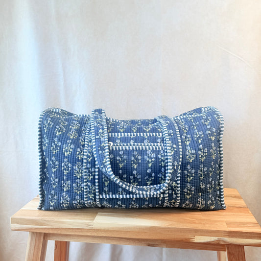 Hand Block Printed Quilted Duffel Bag - Nisha