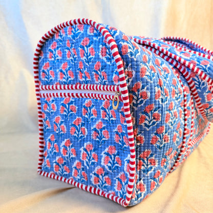 Hand Block Printed Quilted Cotton Duffel - Tanvi