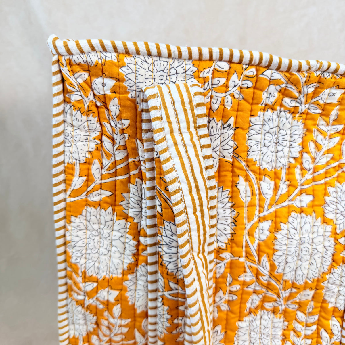 Hand Block Printed Quilted Cotton Tote - Kanak
