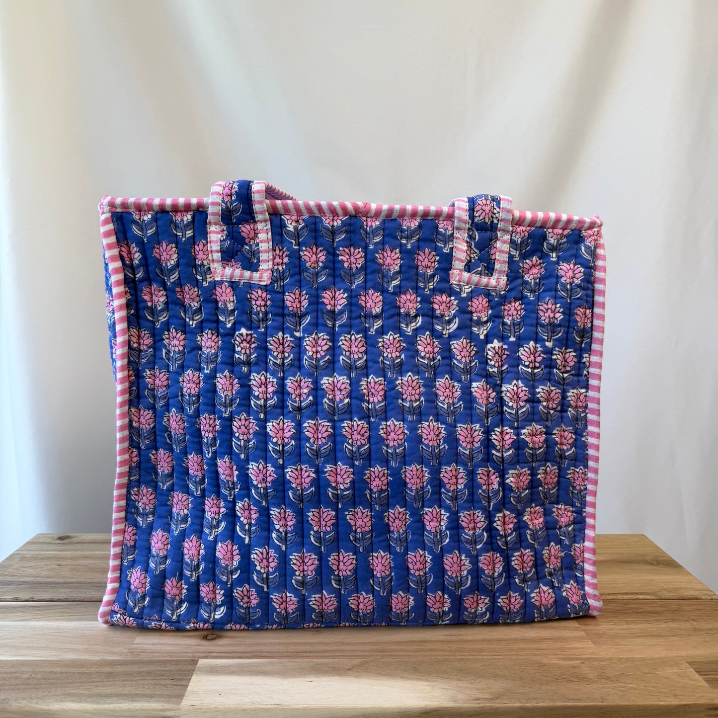 Hand Block Printed Quilted Cotton Mini Tote - Avani