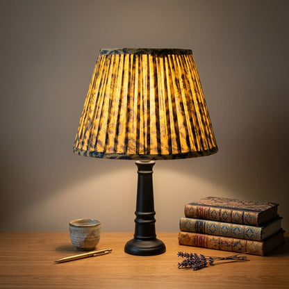 Hand Block Printed Fabric Lampshade - Kavya (Beige, Blue)
