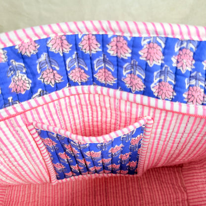 Hand Block Printed Quilted Cotton Tote - Avani