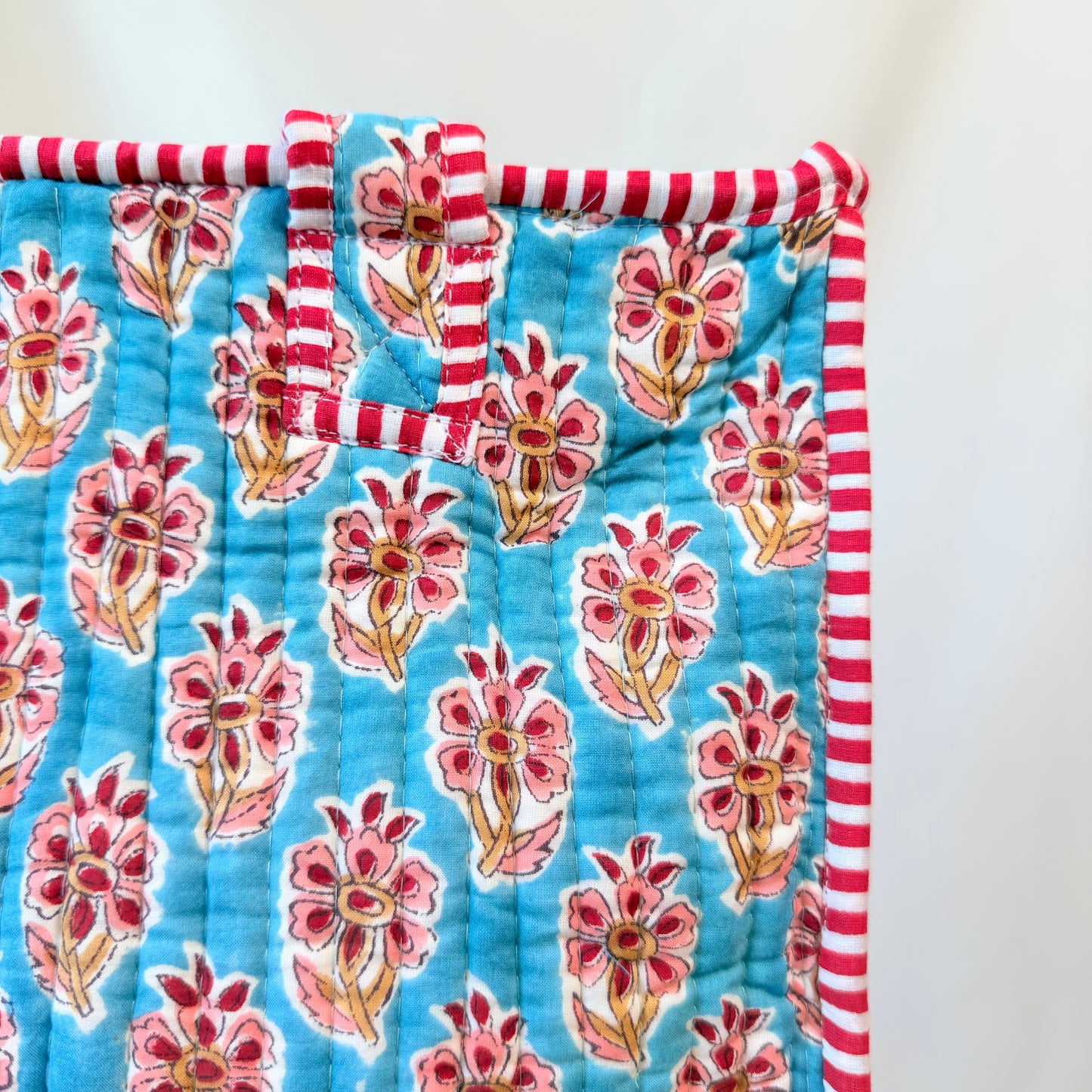 Hand Block Printed Quilted Cotton Mini Tote - Ragini