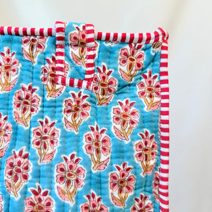 Hand Block Printed Quilted Cotton Mini Tote - Ragini