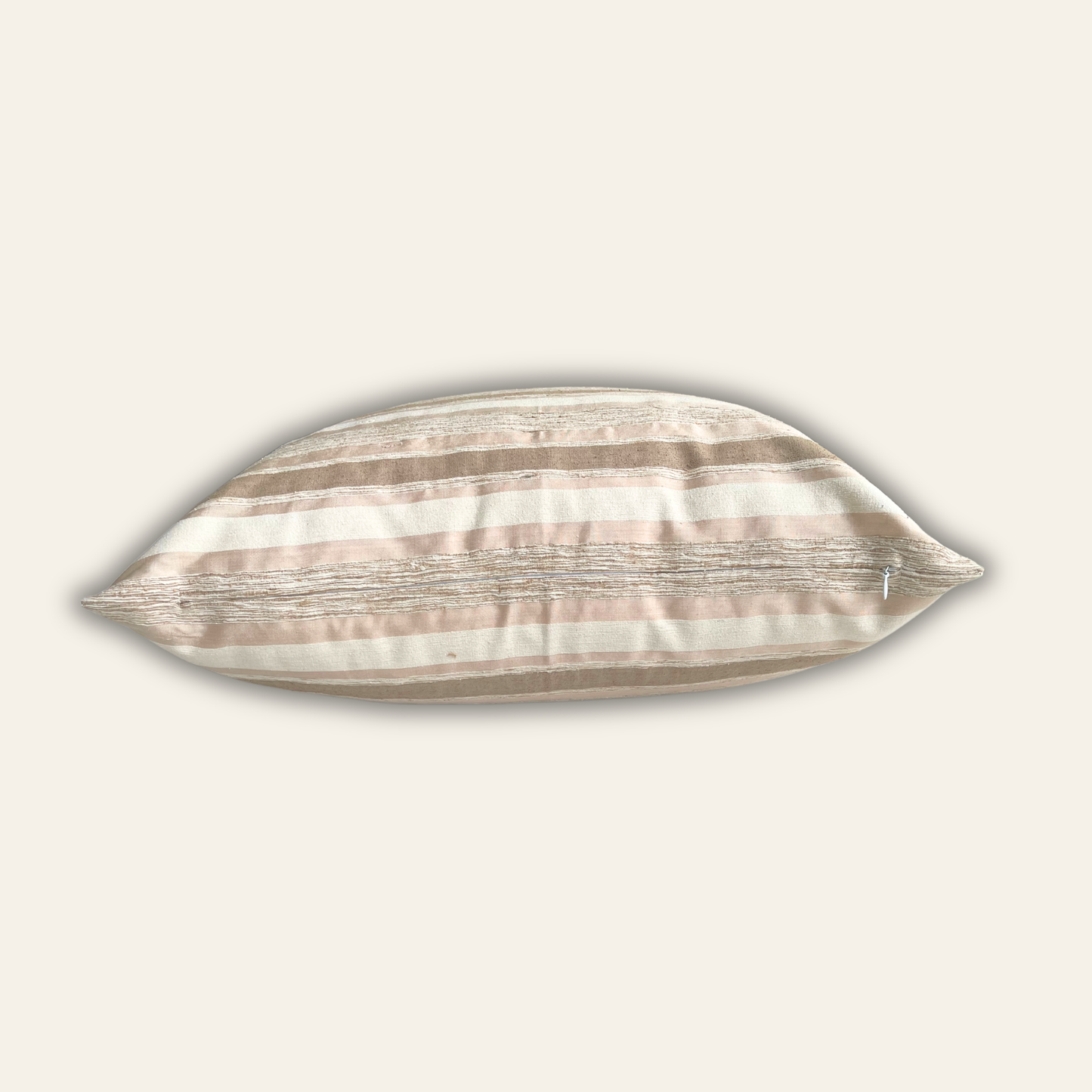 Hand-loomed silk throw pillow cover with striped pattern