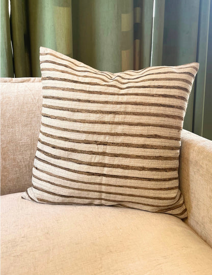 Rekha - Hand-loomed Silk Pillow Cover (Earthy Brown)