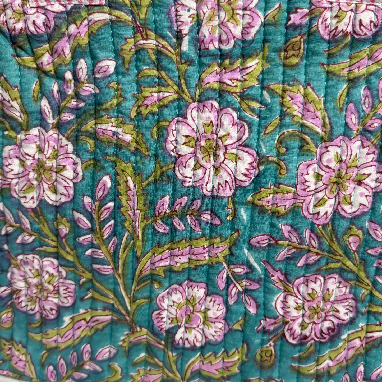 Hand Block Printed Quilted Cotton Mini Tote - Megha