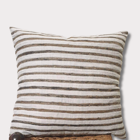 Rekha - Hand-loomed Silk Pillow Cover (earthy brown)
