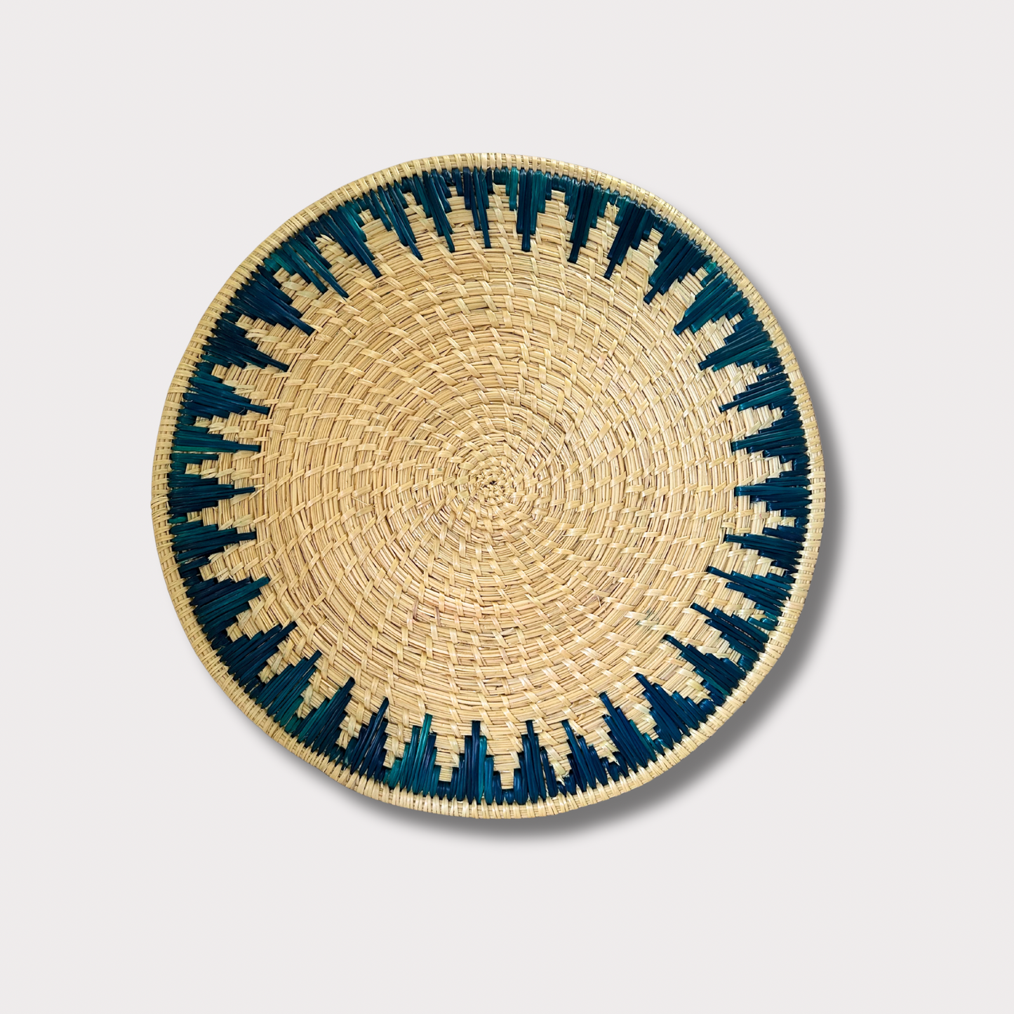 Sikki Grass Handwoven Round Mat (Teal, 14”)