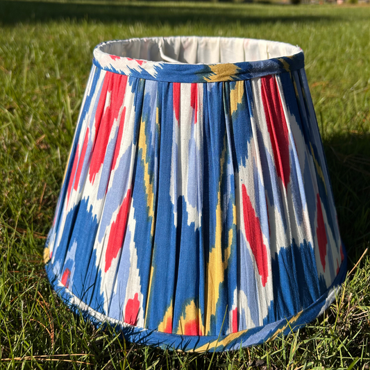 Hand Block Printed Fabric Lampshade - Blue Ikat