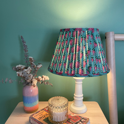 Hand Block Printed Fabric Lampshade - Green, Pink