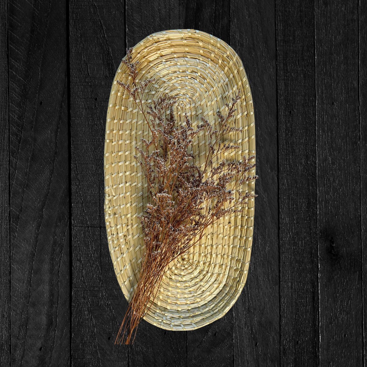 Sikki Grass Handwoven Tray (16”x8”)