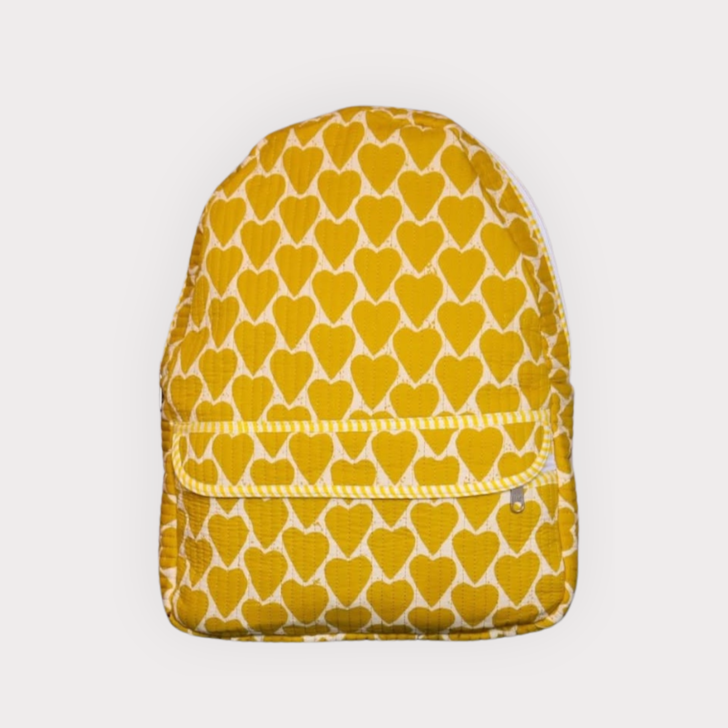 Hand Printed Backpack - Yellow Hearts