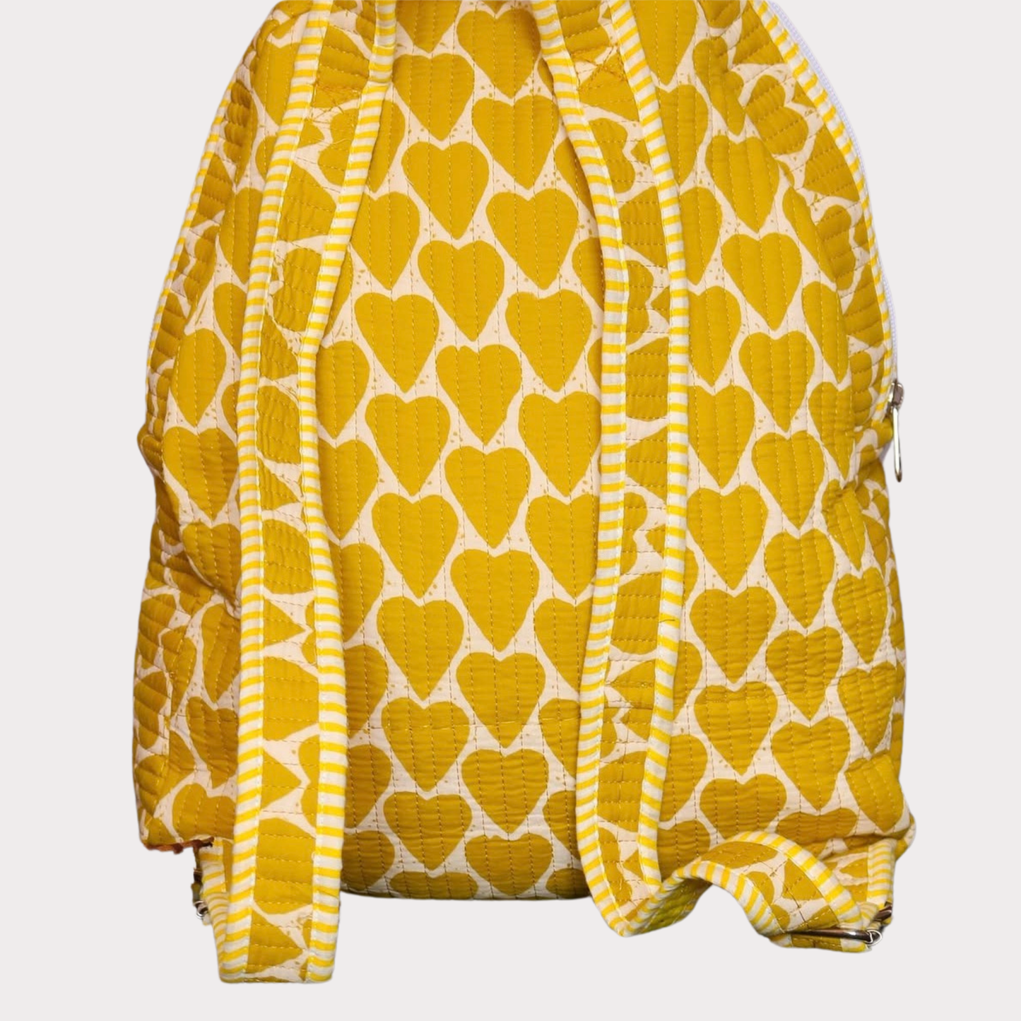 Hand Printed Backpack - Yellow Hearts