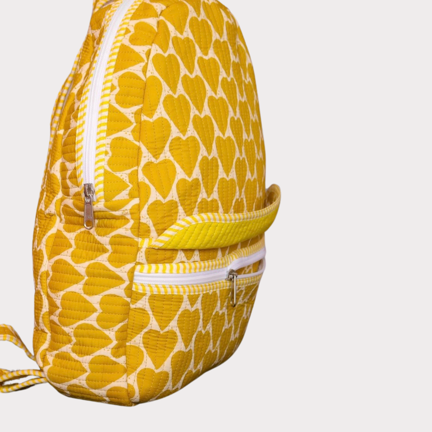Hand Printed Backpack - Yellow Hearts