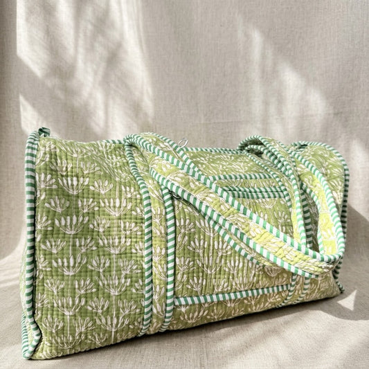 Hand Block Printed Quilted Duffel Bag - Rajni