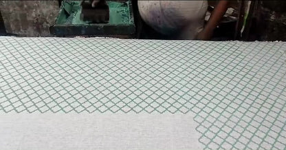 Jaali - Hand Block Printed Linen Pillow Cover (Jade Green)